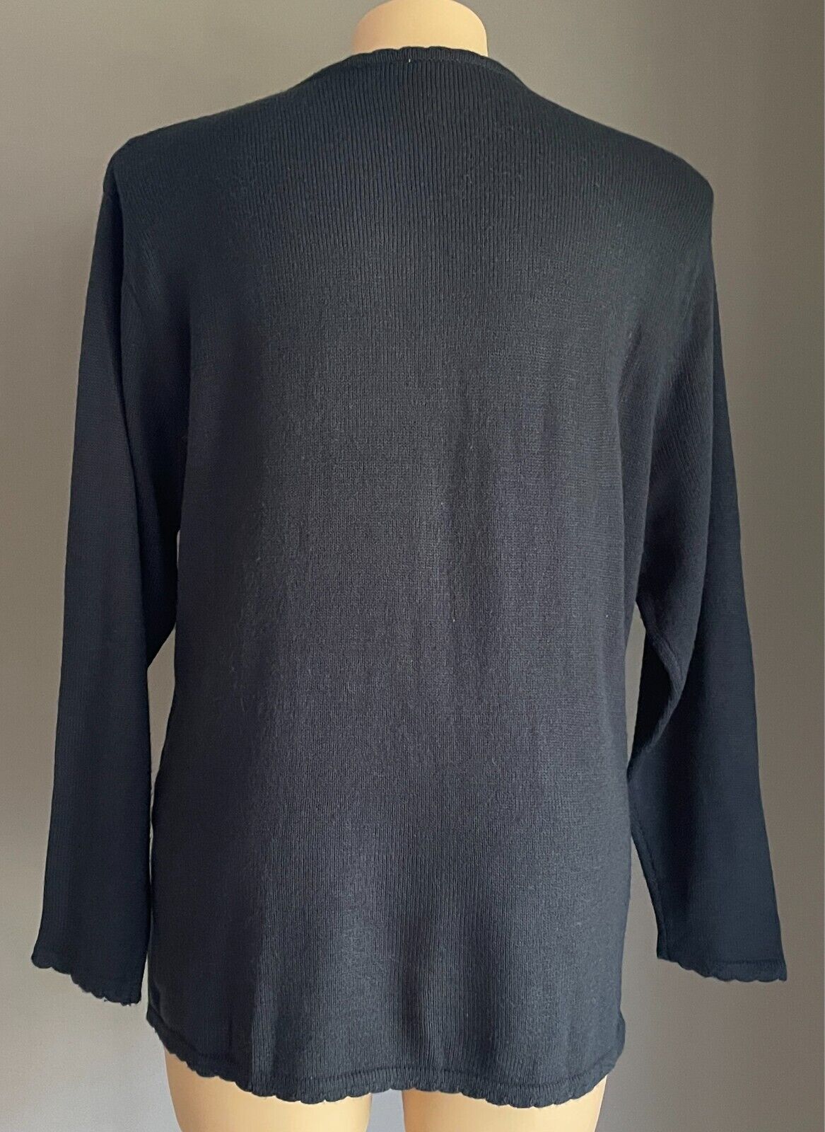 Navy Button Cardigan Acrylic Wool Knit Long Sleeve Decorative Stitch Size 22 Vtg