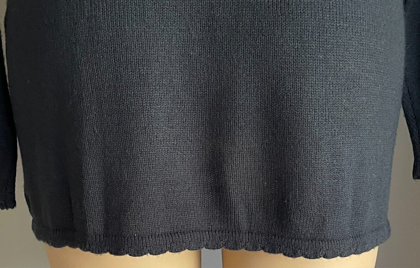 Navy Button Cardigan Acrylic Wool Knit Long Sleeve Decorative Stitch Size 22 Vtg