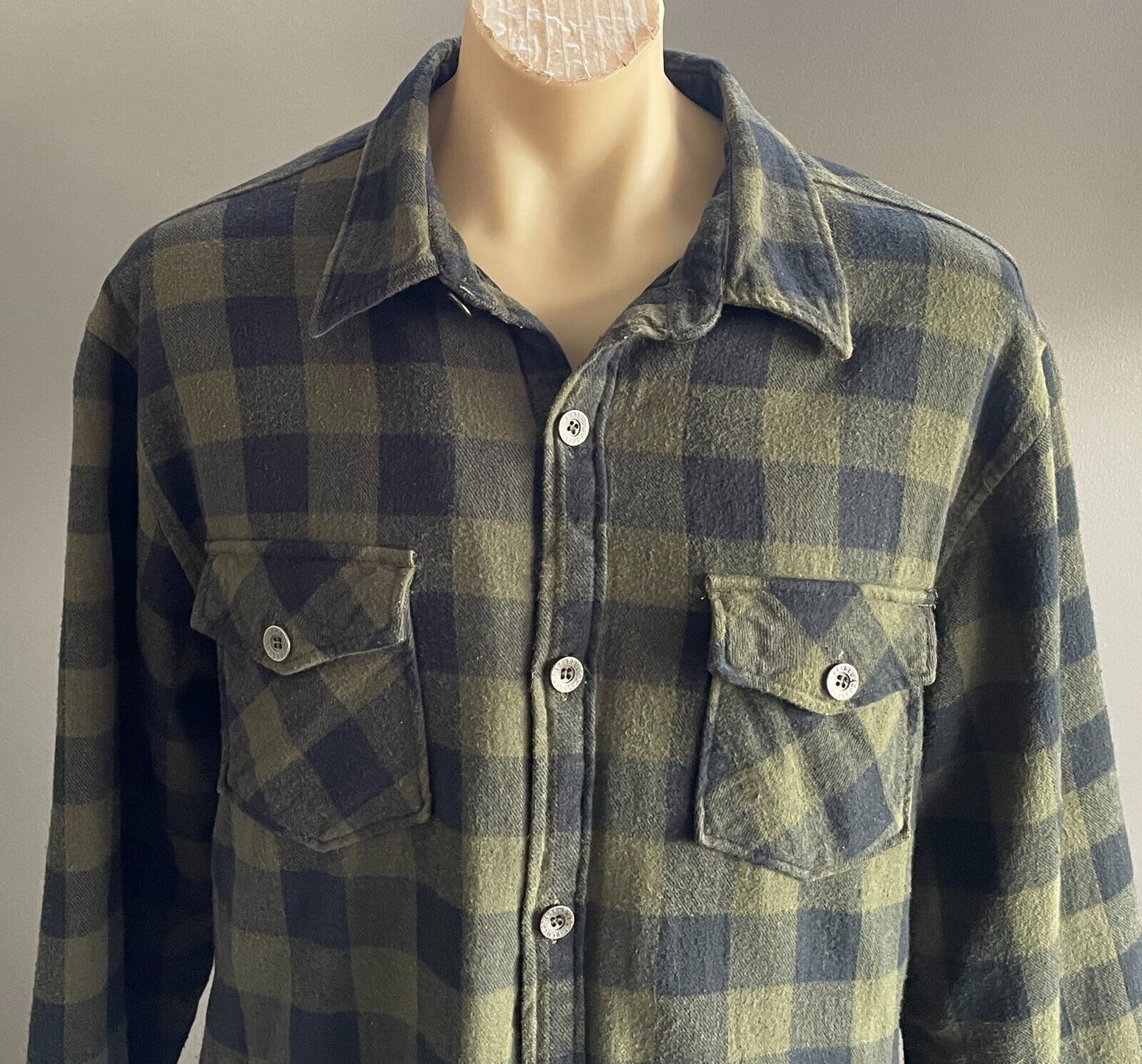 SOUL SURF Shacket Khaki Black Check Padded Overshirt Mens Size XL Padded Pockets