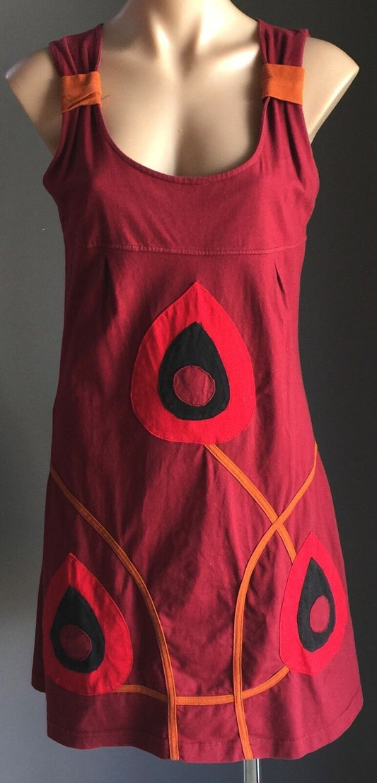 OM SHANTIPI Sleeveless Burgundy A-line Cotton Dress Size XL 12 Boho Chic