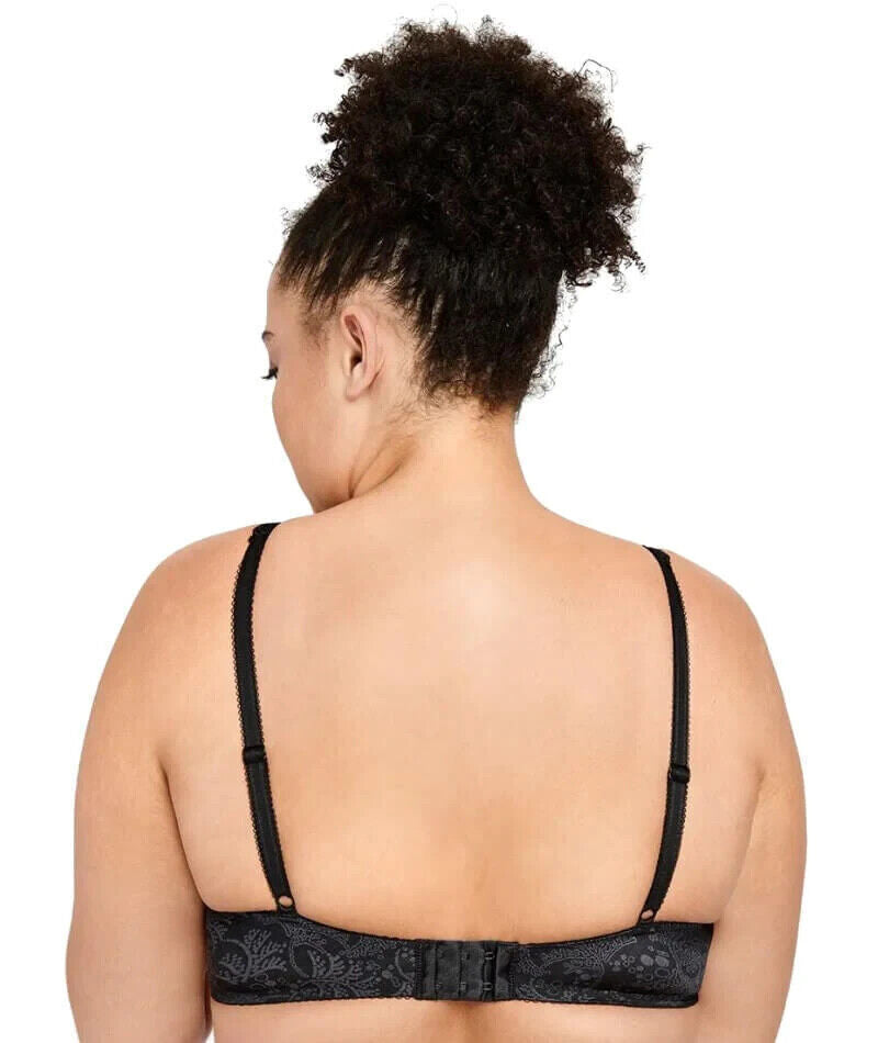 BERLEI Bra Black & Grey Print Classic Balconette Underwire Size 14D Style YXE6