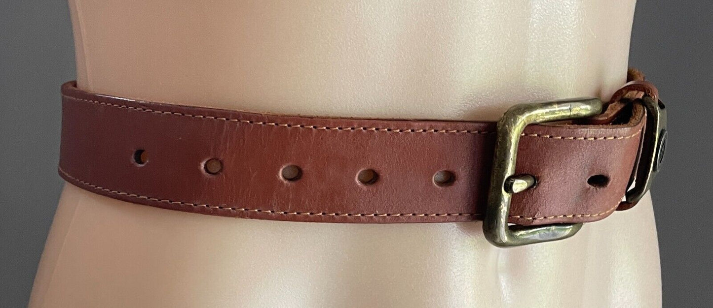JUST JEANS Ladies LEATHER Belt Tan Gold Tone Buckle To Fit Waist 60 - 75cm