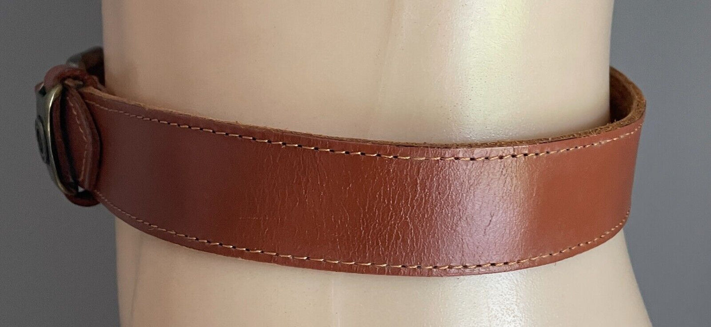 JUST JEANS Ladies LEATHER Belt Tan Gold Tone Buckle To Fit Waist 60 - 75cm