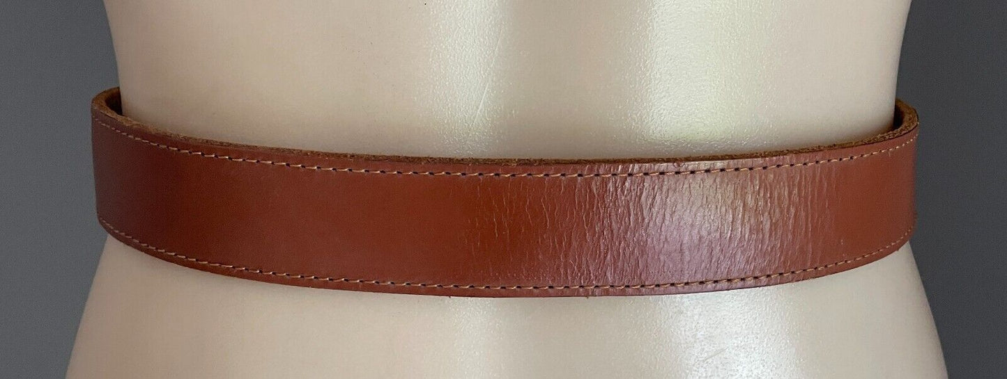 JUST JEANS Ladies LEATHER Belt Tan Gold Tone Buckle To Fit Waist 60 - 75cm