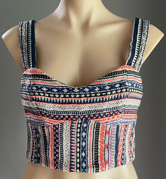 KOOKAI "Resort" Thick Crop Top Bustier Size 38 AU 10 MultiColoured & Print NEW