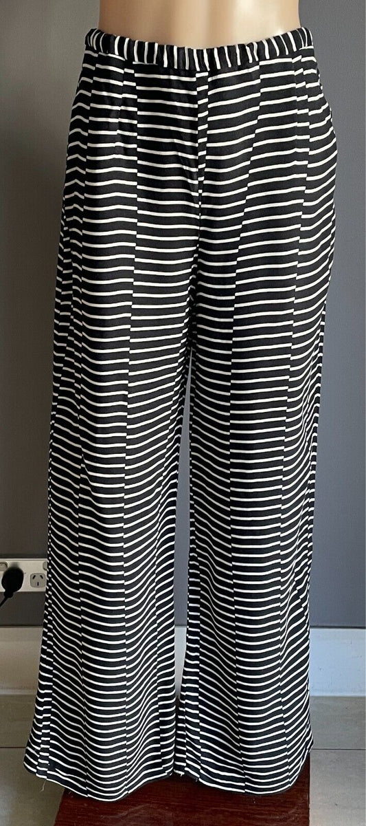 PRINCIPLES by BEN de LISI Black & White Stripe Pants Size 14 Straight Wide Leg
