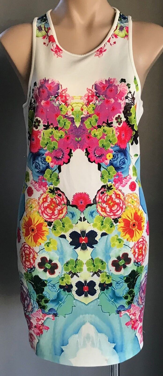 LYLA & CO Bodycon Dress Racer Back Stretch Floral Print Size 14 NEW