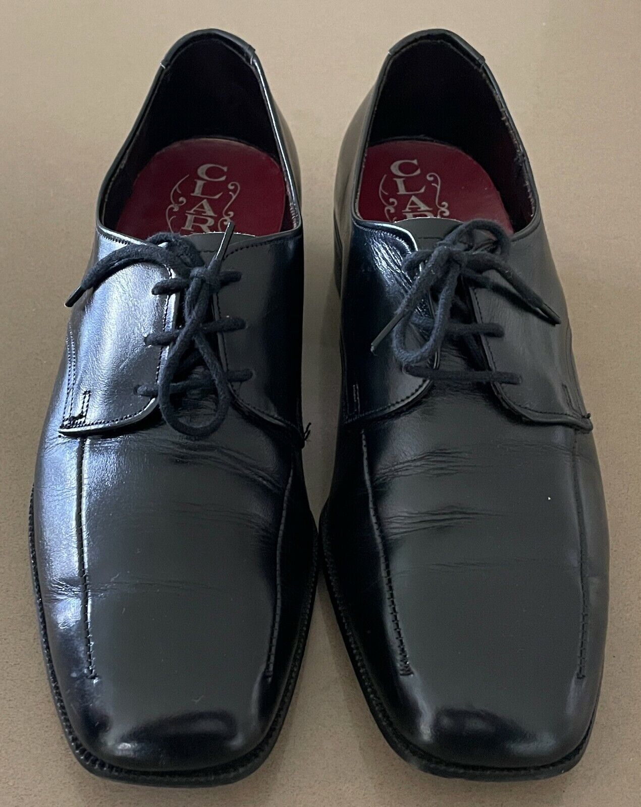 Mens CLARIDGE Dress Shoes Black Leather Lace Up  Size 6.5  27.2cm Vintage