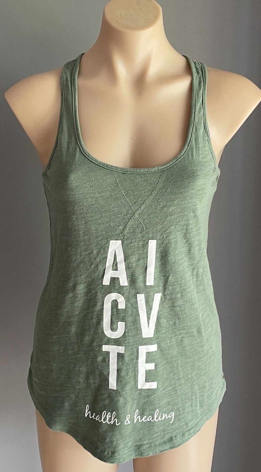 RIP CURL Khaki White Activewear Tank Top Sleeveless Racer Back Siz 8 10 Ripcurl