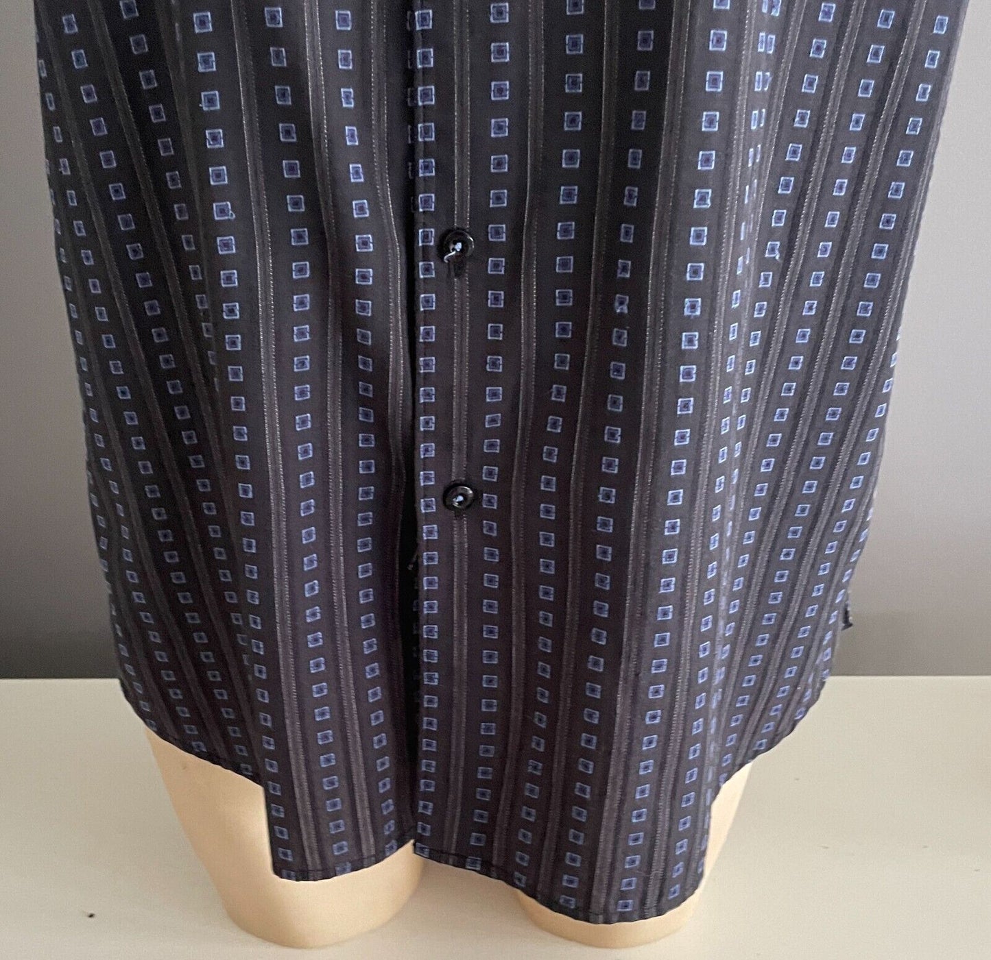 PIERRE CARDIN Originals Shirt Short Sleeve Button Black Grey Blue Print Mens XL