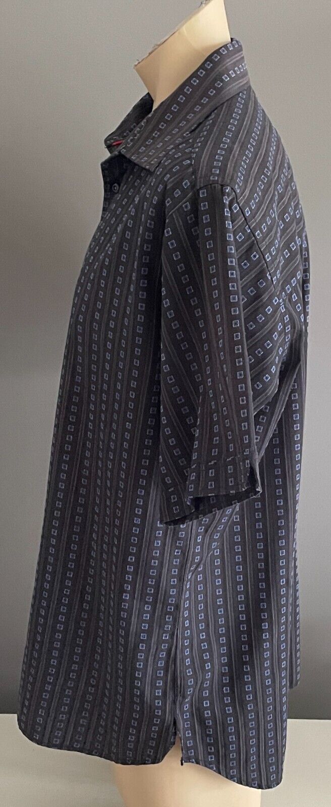 PIERRE CARDIN Originals Shirt Short Sleeve Button Black Grey Blue Print Mens XL