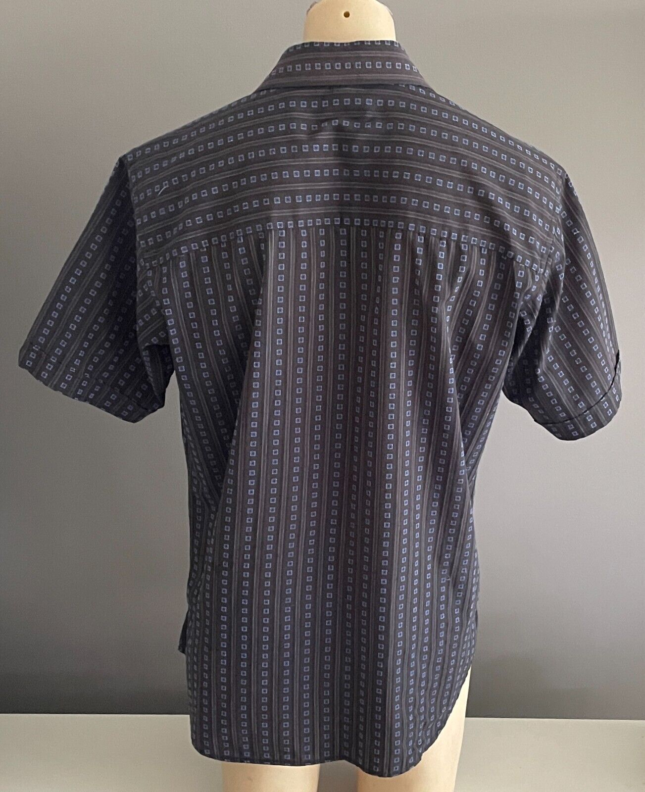 PIERRE CARDIN Originals Shirt Short Sleeve Button Black Grey Blue Print Mens XL