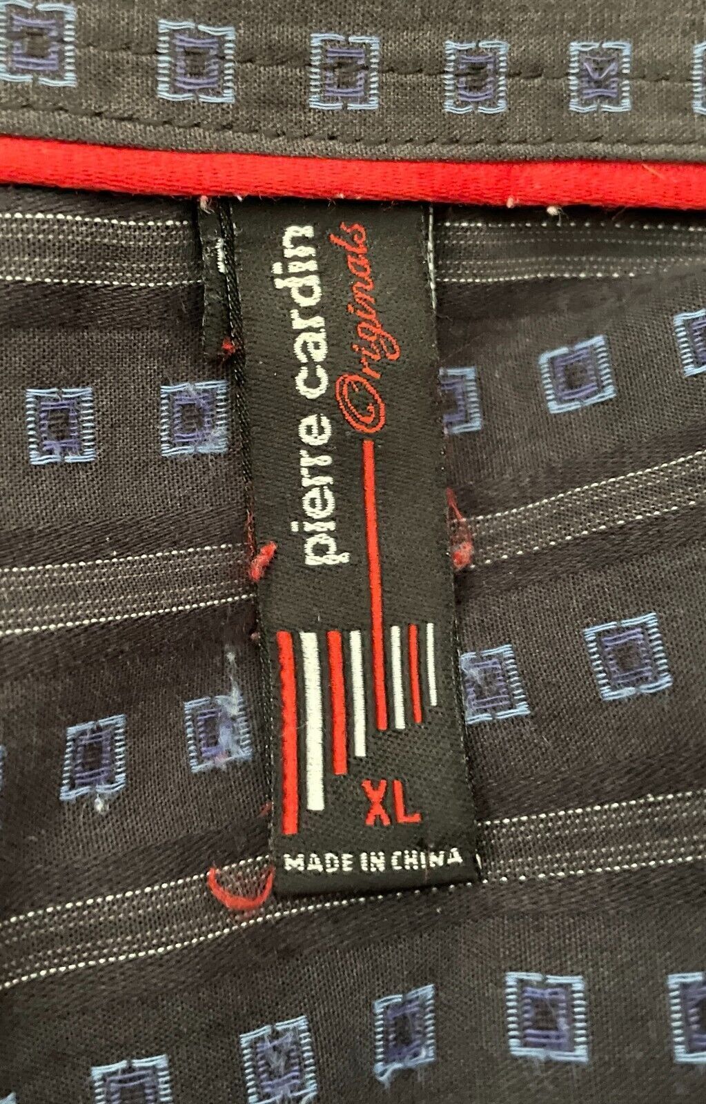 PIERRE CARDIN Originals Shirt Short Sleeve Button Black Grey Blue Print Mens XL