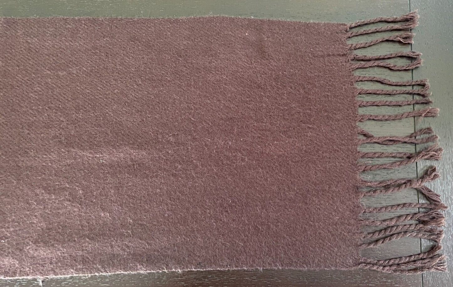 Neck Scarf Brown Wool Knit Wrap Rectangle Shape 25.5 x 156cm Fringe Trim