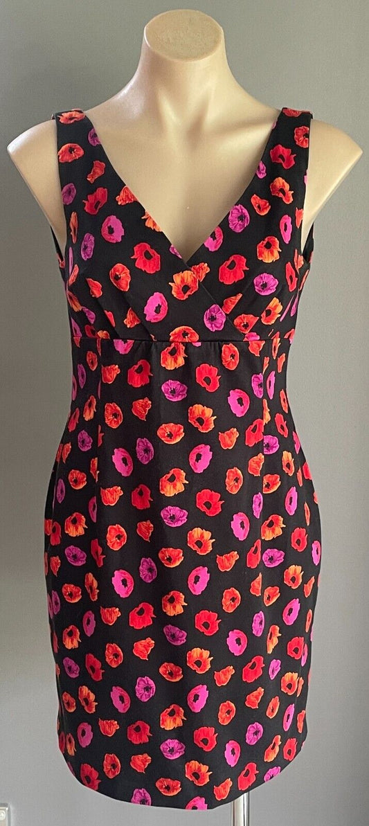 CELIA RYAN Sheath Dress Black Floral Sleeveless Size 12 Above Knee NEW Vintage