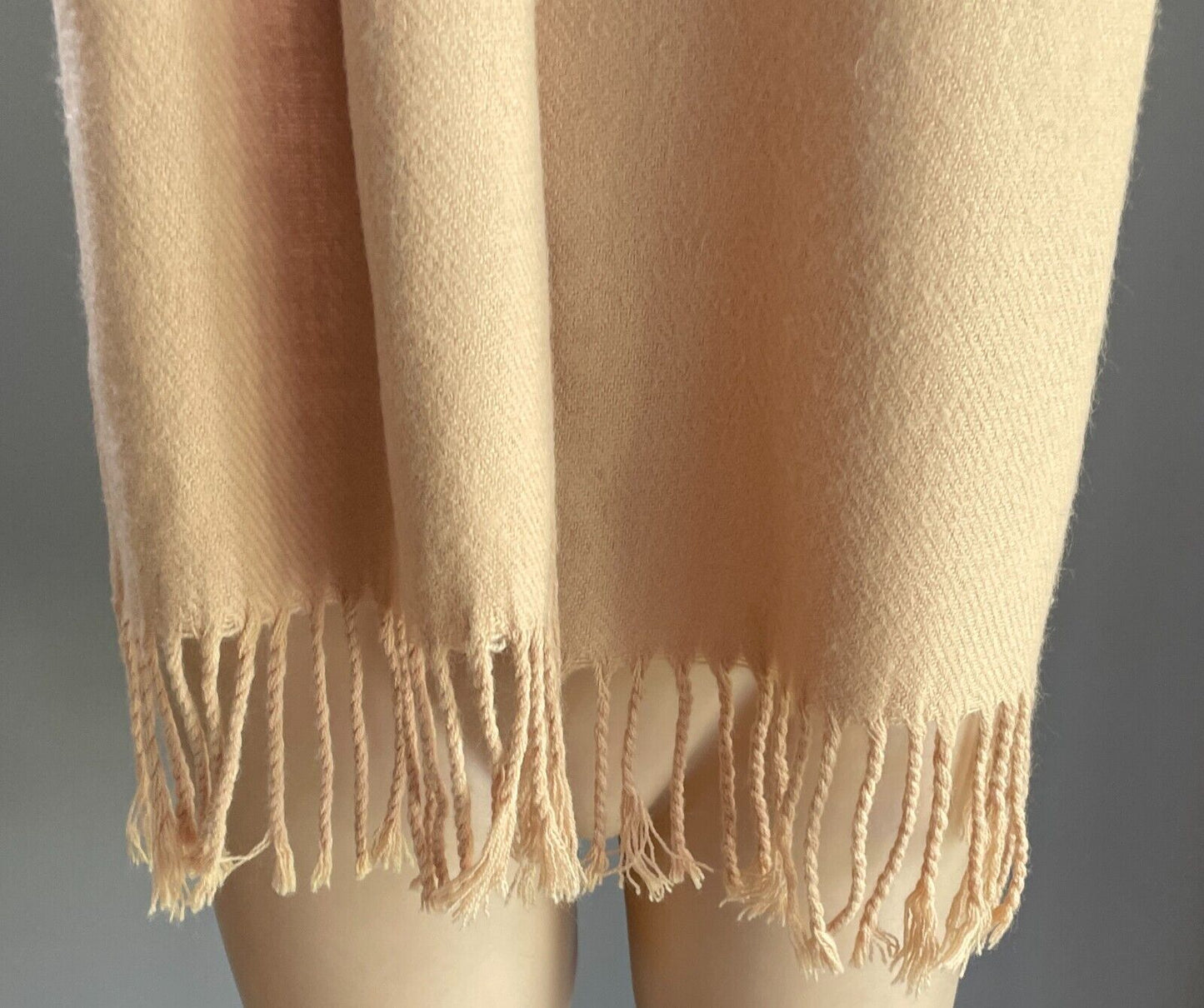 Knit Wool Neck SCARF Camel Wrap Rectangle Shape 25 x 132cm Fringed