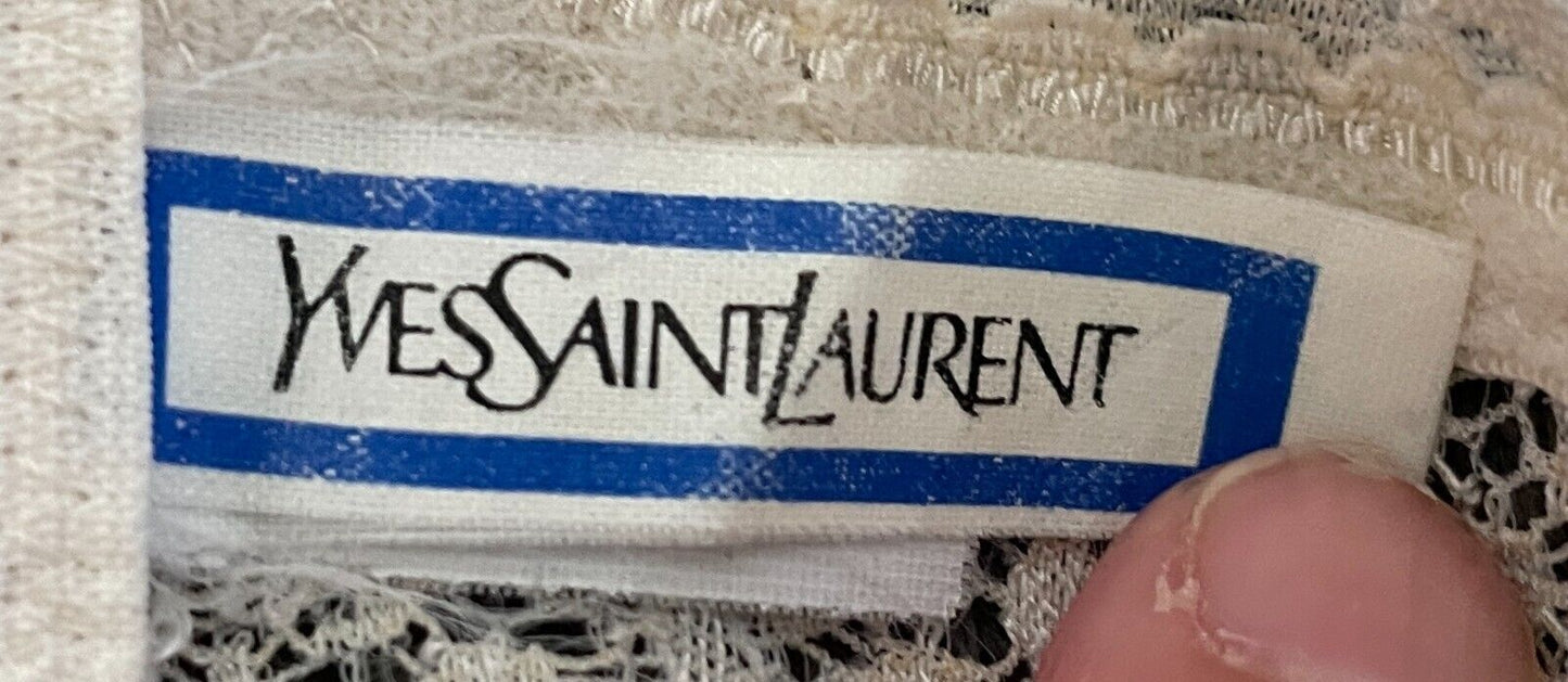 YVES SAINT LAURENT Suspender Belt Off White Scallop Lace Edge Garter Size 14 12