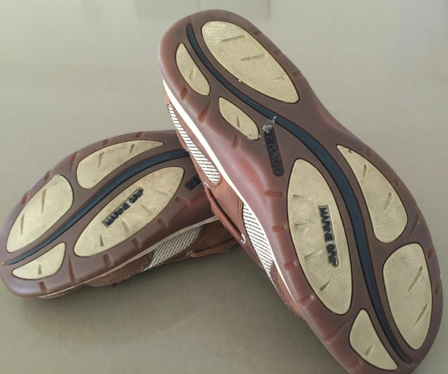 MARINE GRIP SEBAGO "Clovehitch ll"  Boat Shoes Tan Leather Mens Size US 8.5W