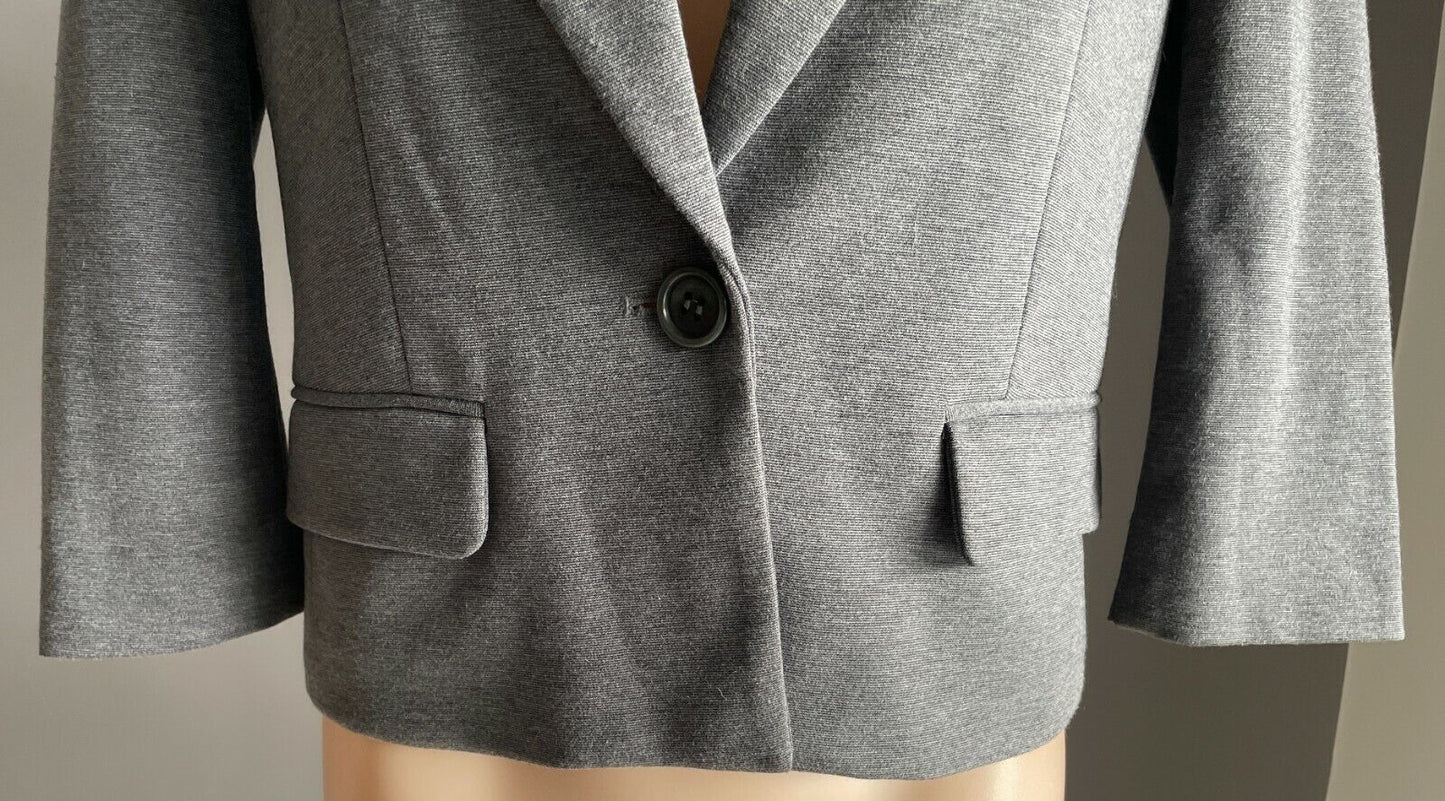 BCBGMAXAZRIA Crop Jacket Grey "Natalia" 3/4 Sleeve Tailored Crop Size XS 10 BCBG