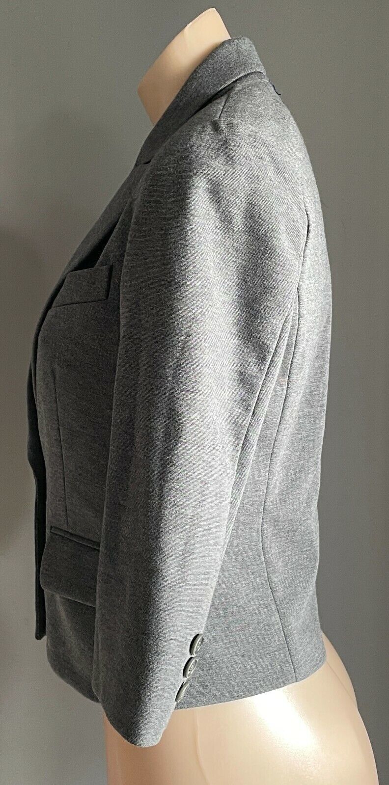 BCBGMAXAZRIA Crop Jacket Grey "Natalia" 3/4 Sleeve Tailored Crop Size XS 10 BCBG