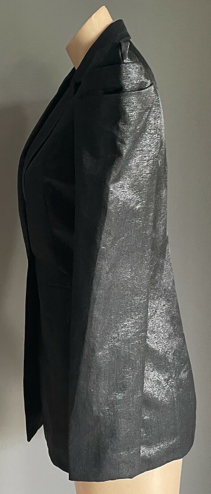 ONE WAY Blazer Black Silver Thread Tailored Jacket Structured Shoulders 8 10 NEW
