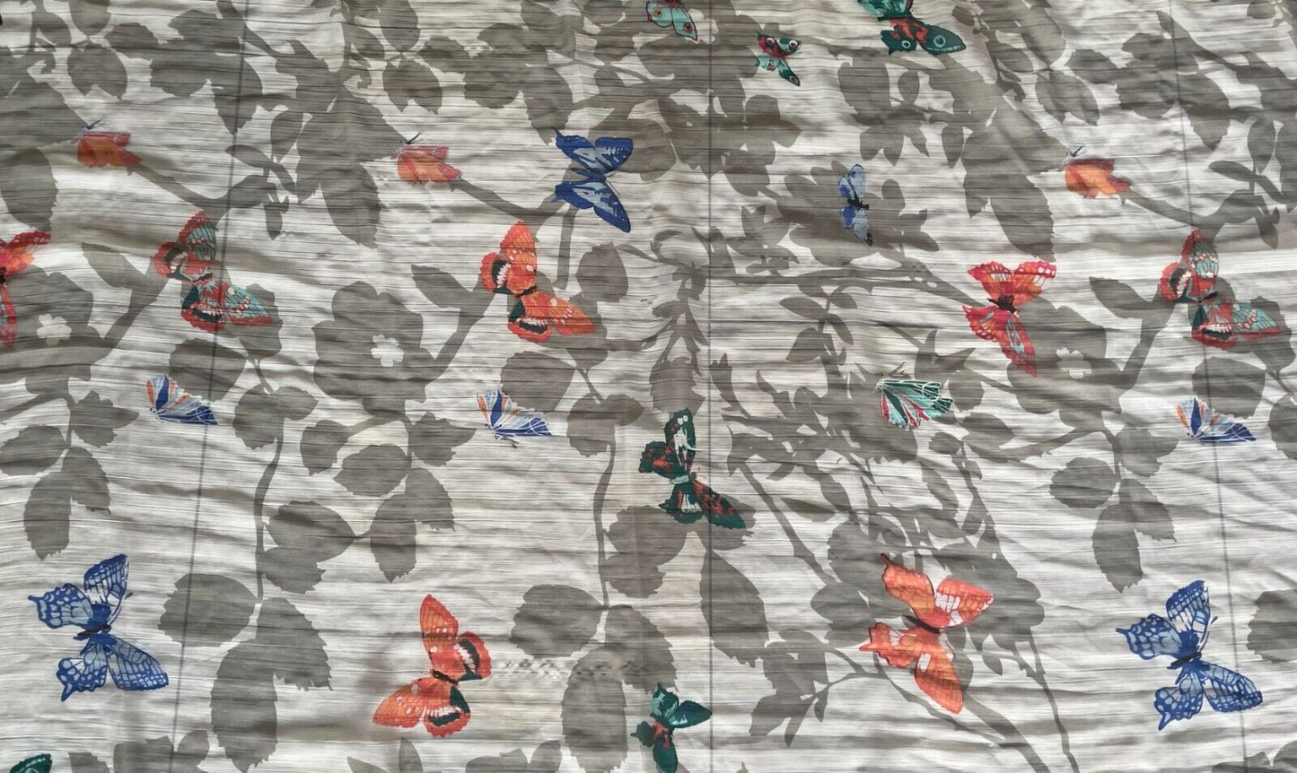 Neck SCARF BUTTERFLY Floral Rectangle Semi Sheer Multicolour Shawl NEW w Defect