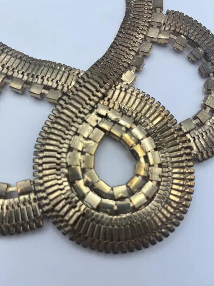 Women's Fashion Statement Long Chunky Gold Toned With Clear Rhinestone Accents