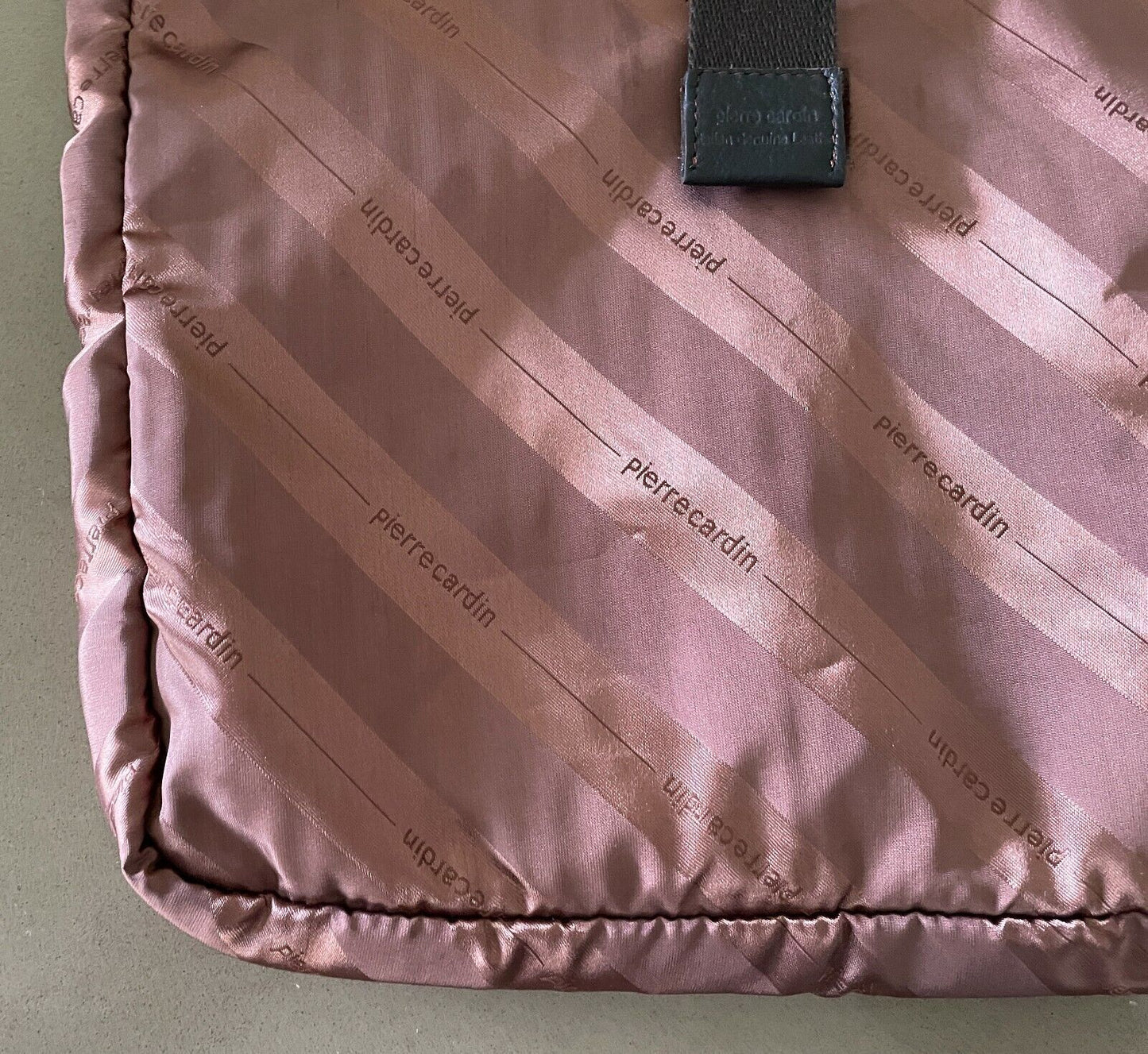 Unisex PIERRE CARDIN Travel Bag Brown Stripe Tablet Lap Top Lingerie Pouch Slip