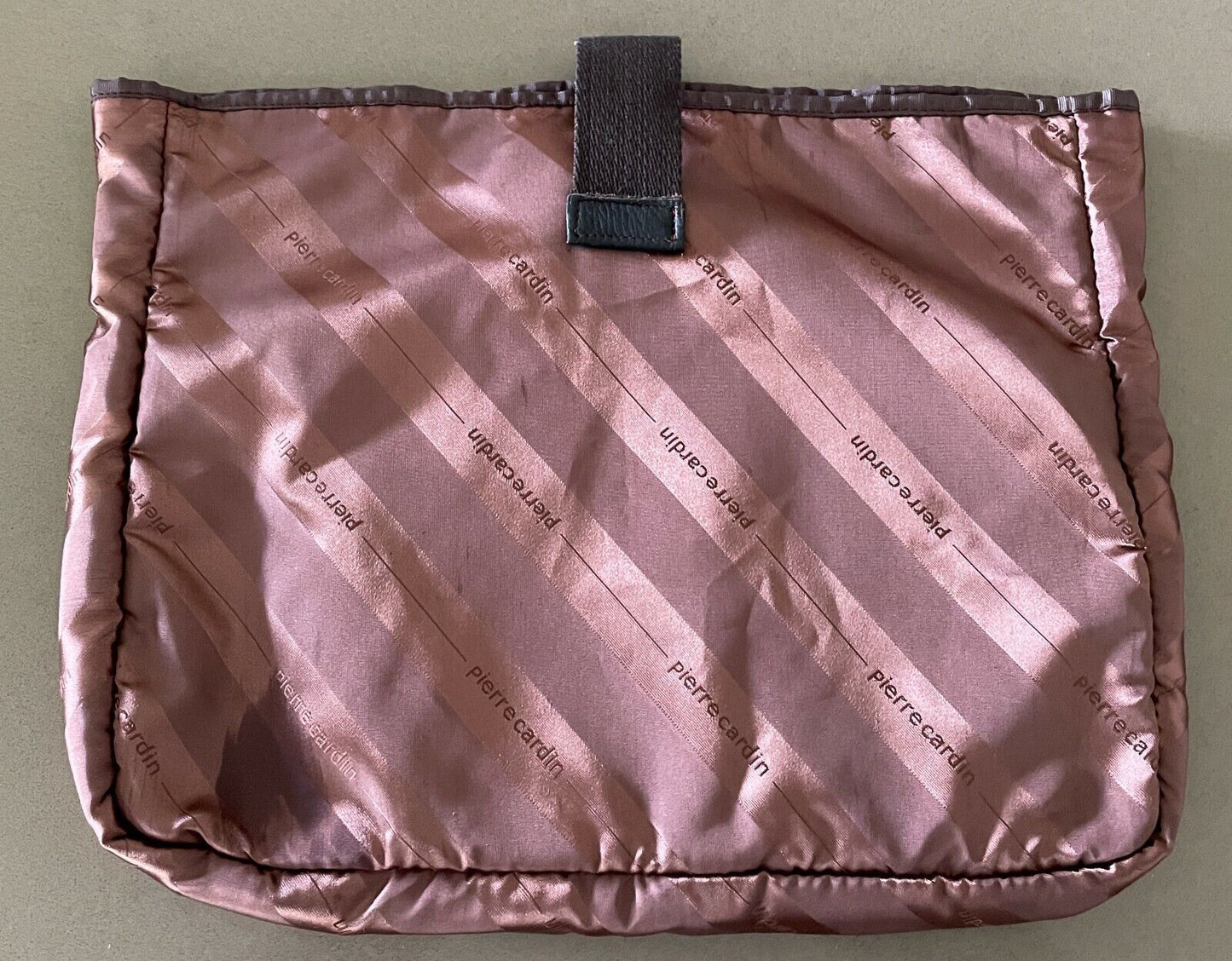 Unisex PIERRE CARDIN Travel Bag Brown Stripe Tablet Lap Top Lingerie Pouch Slip
