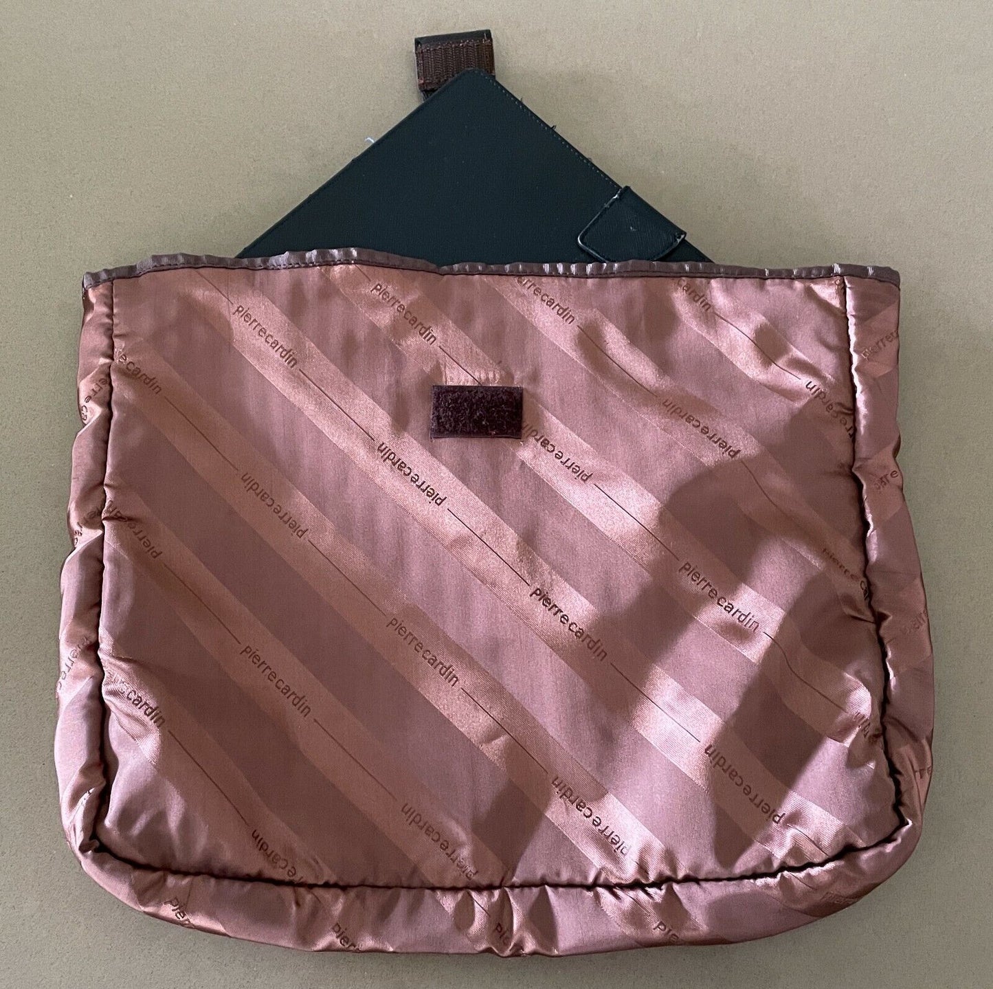 Unisex PIERRE CARDIN Travel Bag Brown Stripe Tablet Lap Top Lingerie Pouch Slip
