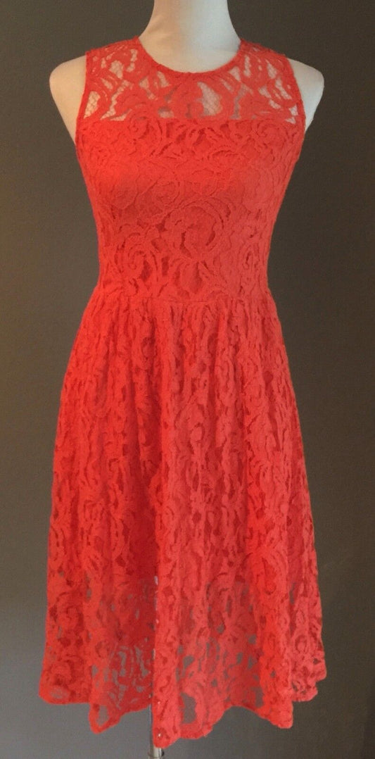 ZALORA Sheath Dress Orange Lace Ladies Size S 10 Great Condition
