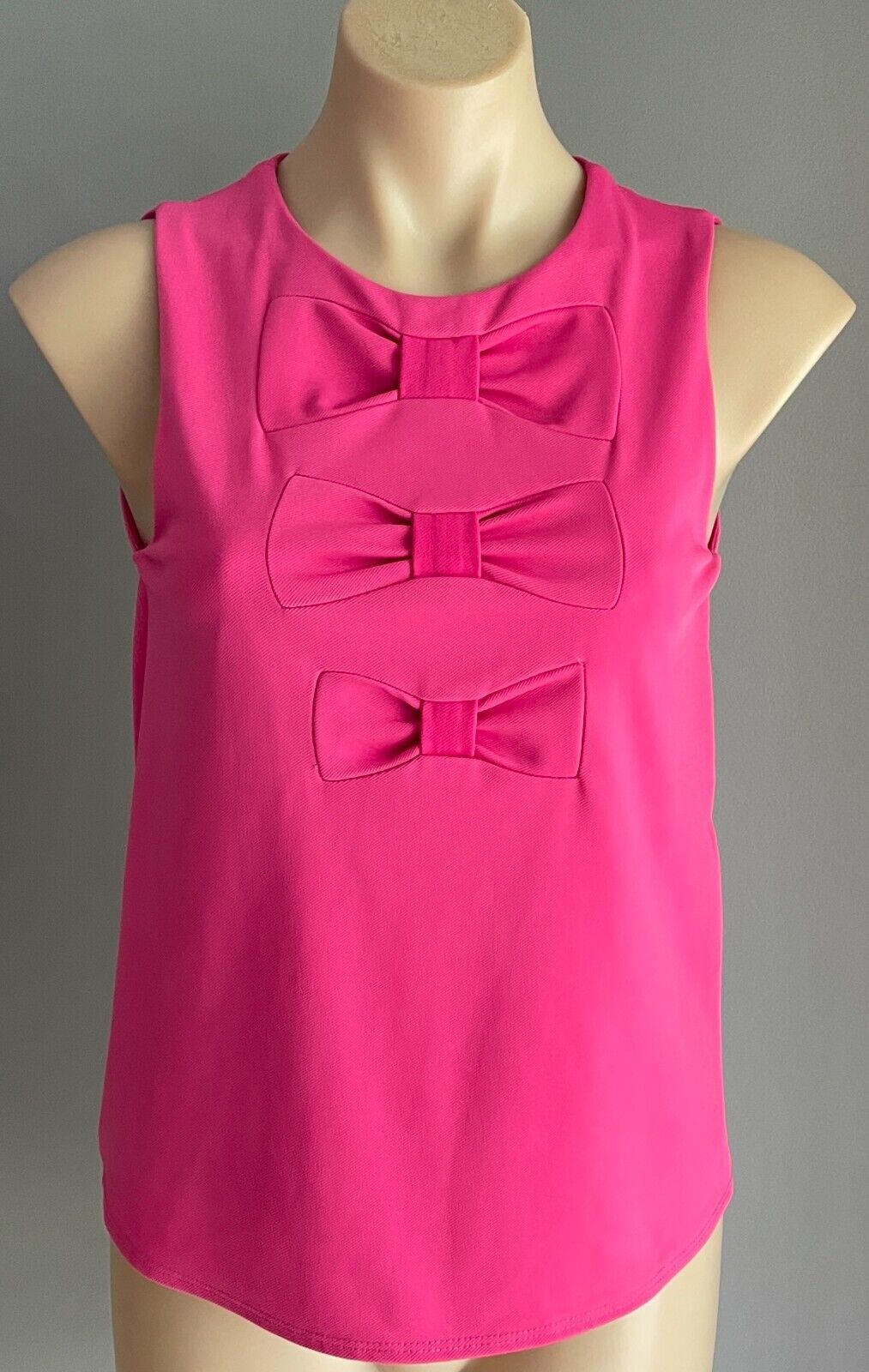 TOPSHOP Top Pink Sleeveless Bow Trim at Front Stretch Size 8 10 NEW