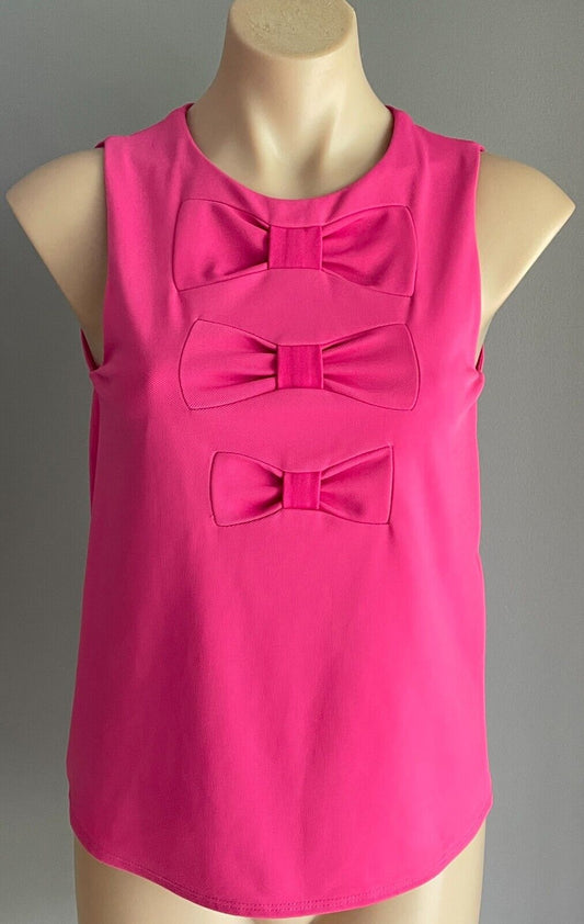 TOPSHOP Top Pink Sleeveless Bow Trim at Front Stretch Size 8 10 NEW