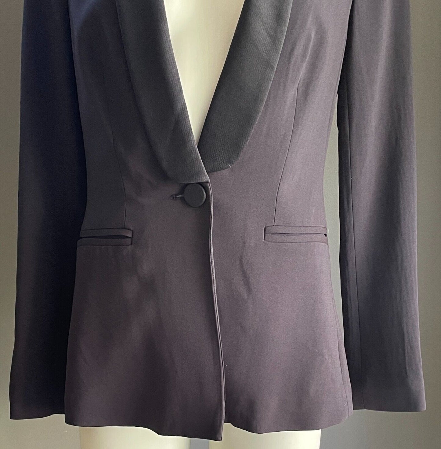 SEED HERITAGE Jacket Blazer Navy Shawl Collar Size 8 Long Sleeves Lined