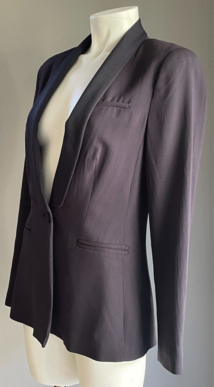 SEED HERITAGE Jacket Blazer Navy Shawl Collar Size 8 Long Sleeves Lined