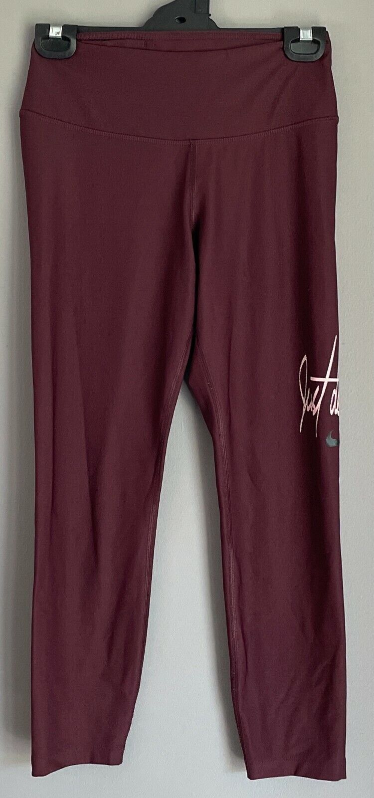 NIKE Dri-Fit Maroon Just Do It 7/8 Length Sz XS Activewear Pants Gym Leggings