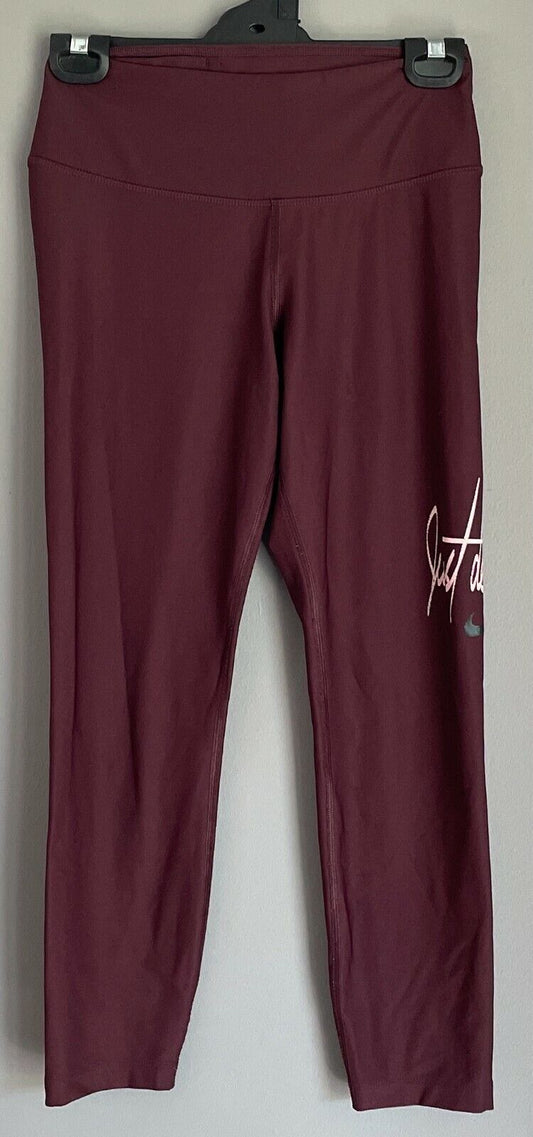 NIKE Dri-Fit Maroon Just Do It 7/8 Length Sz XS Activewear Pants Gym Leggings