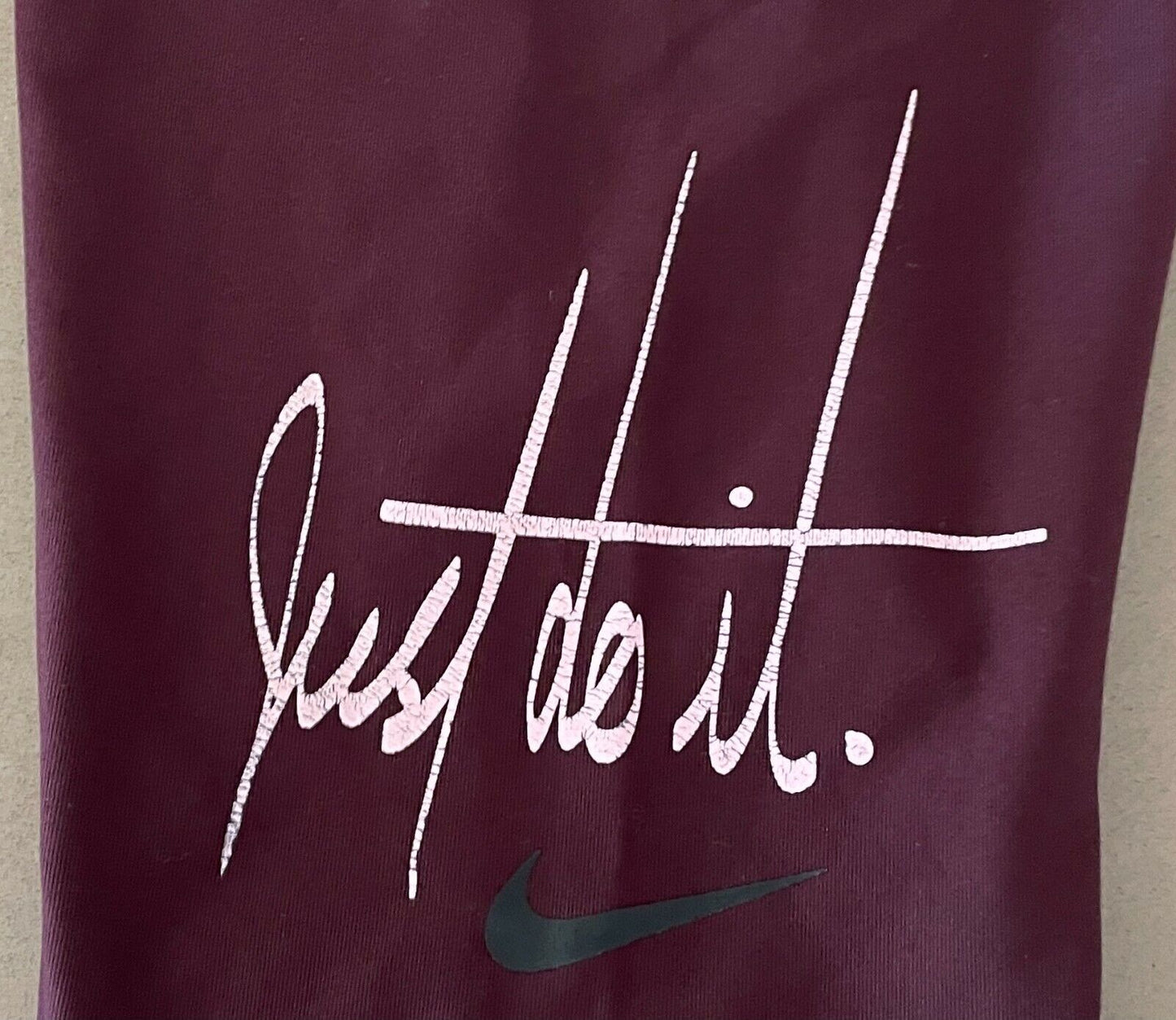 NIKE Dri-Fit Maroon Just Do It 7/8 Length Sz XS Activewear Pants Gym Leggings