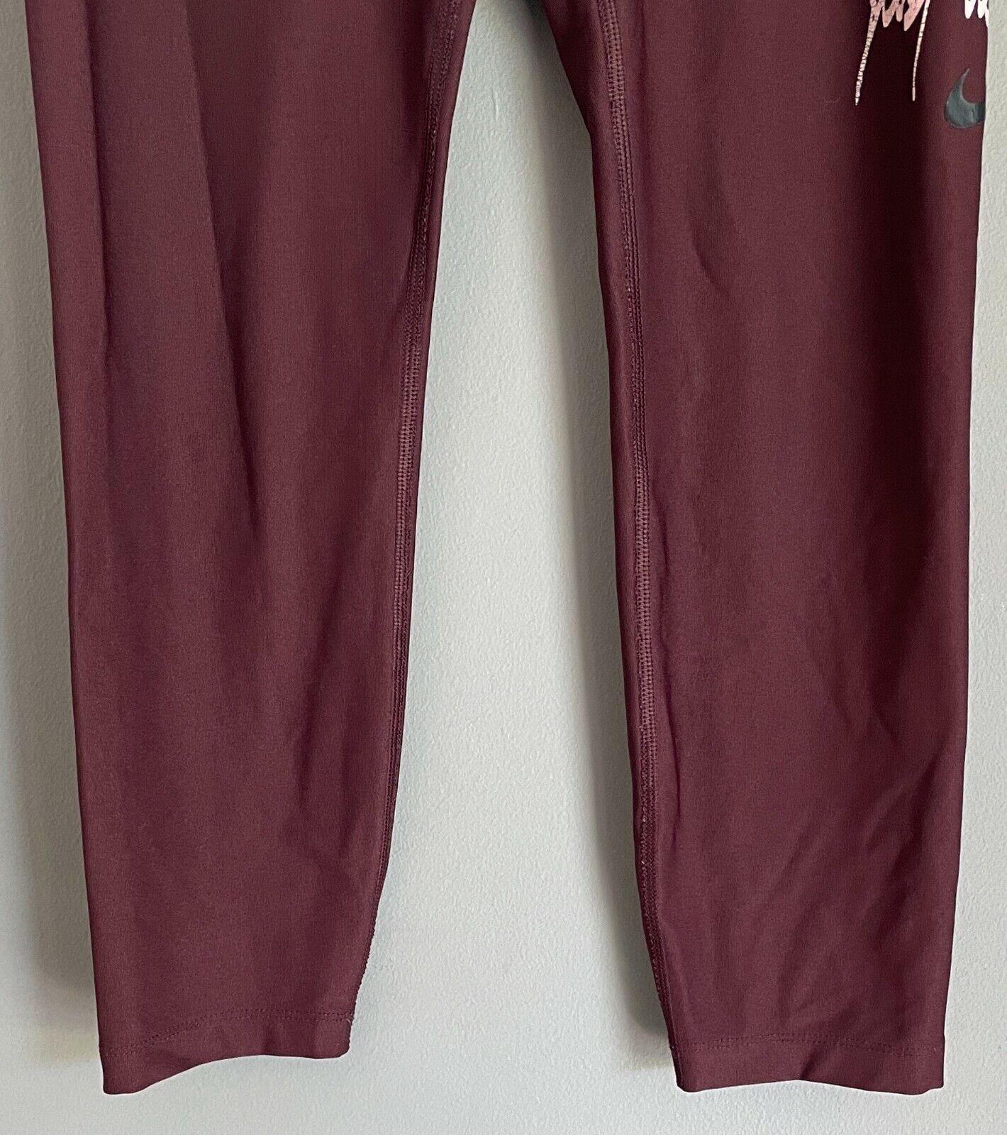 NIKE Dri-Fit Maroon Just Do It 7/8 Length Sz XS Activewear Pants Gym Leggings