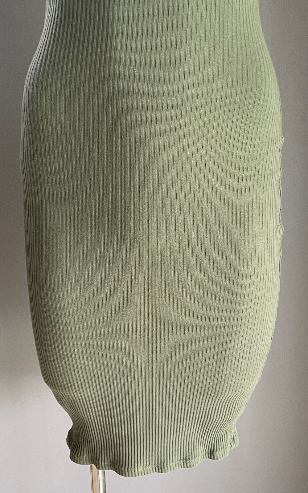 SUPRE Khaki Ribbed Stretch Pencil Dress Size XS Sleeveless Knee Length