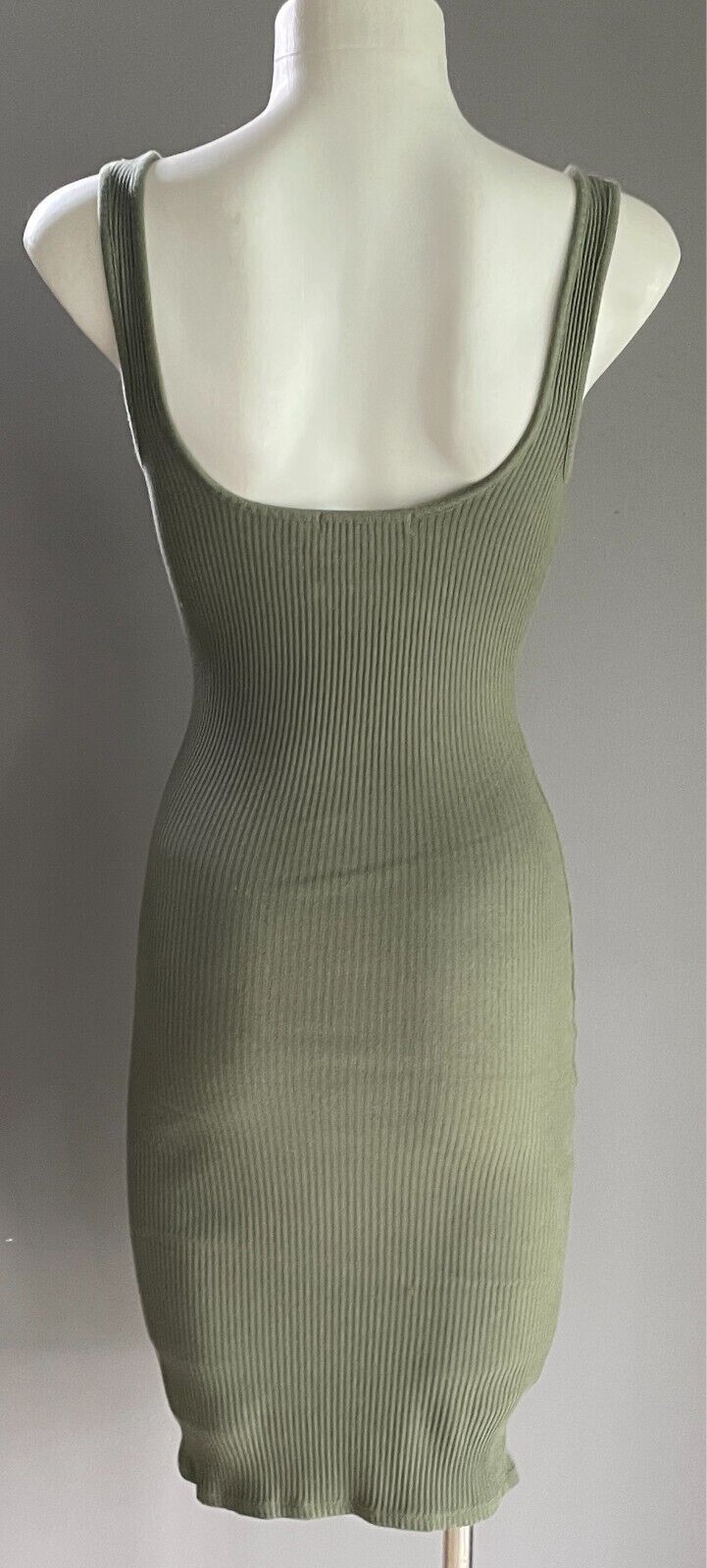 SUPRE Khaki Ribbed Stretch Pencil Dress Size XS Sleeveless Knee Length