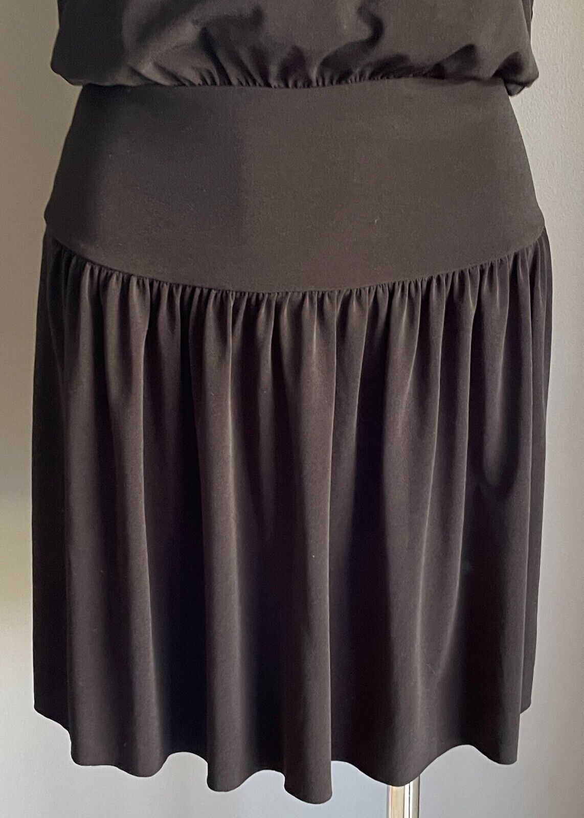 SUPRE Strapless Dress Black Ruffle Neck Stretch Jersey MINI Size M 10 12 NEW