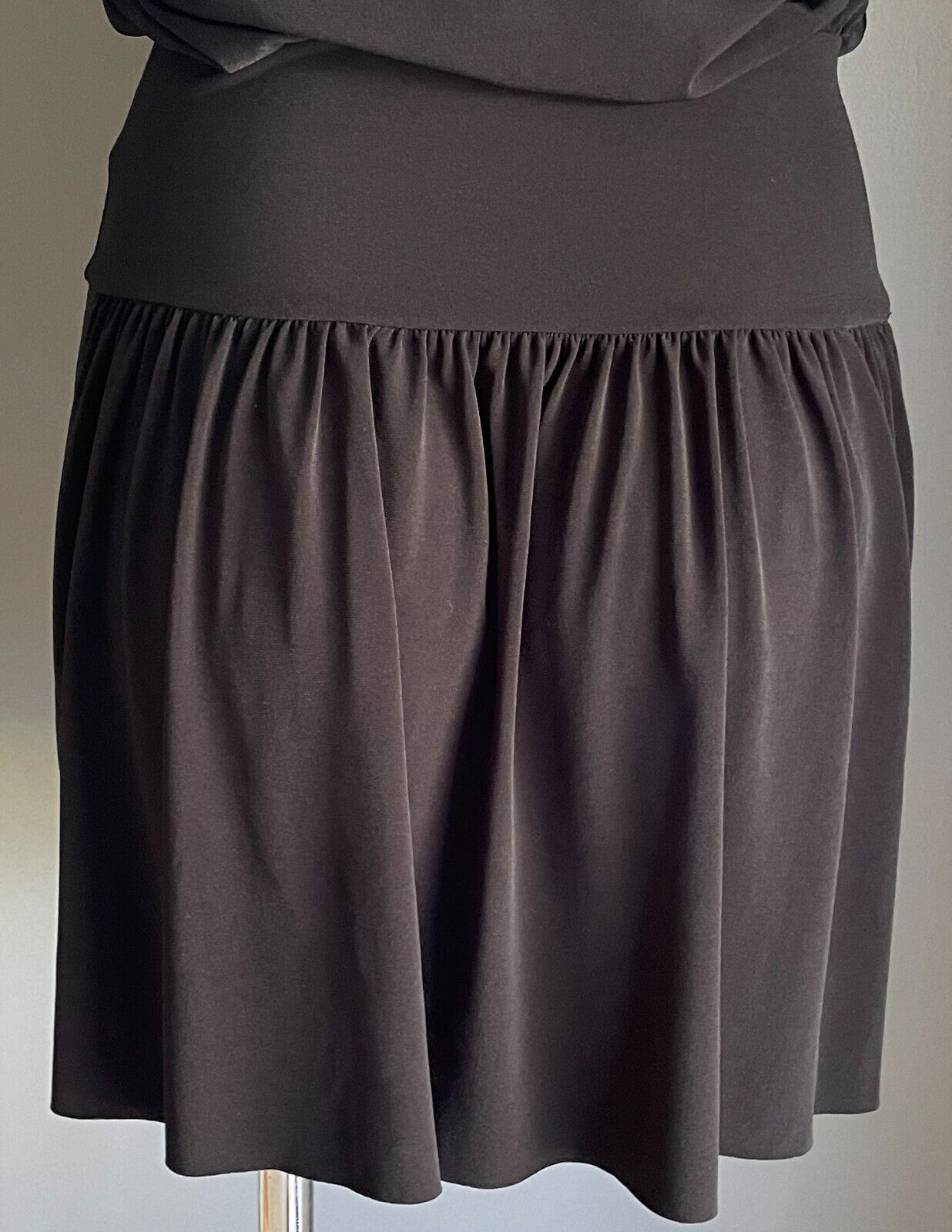 SUPRE Strapless Dress Black Ruffle Neck Stretch Jersey MINI Size M 10 12 NEW