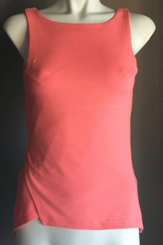 OXFORD WOMAN Top Lite Orange Coral Sleeveless Stretch Pointed Hem Sz 6 AU 8 - 10