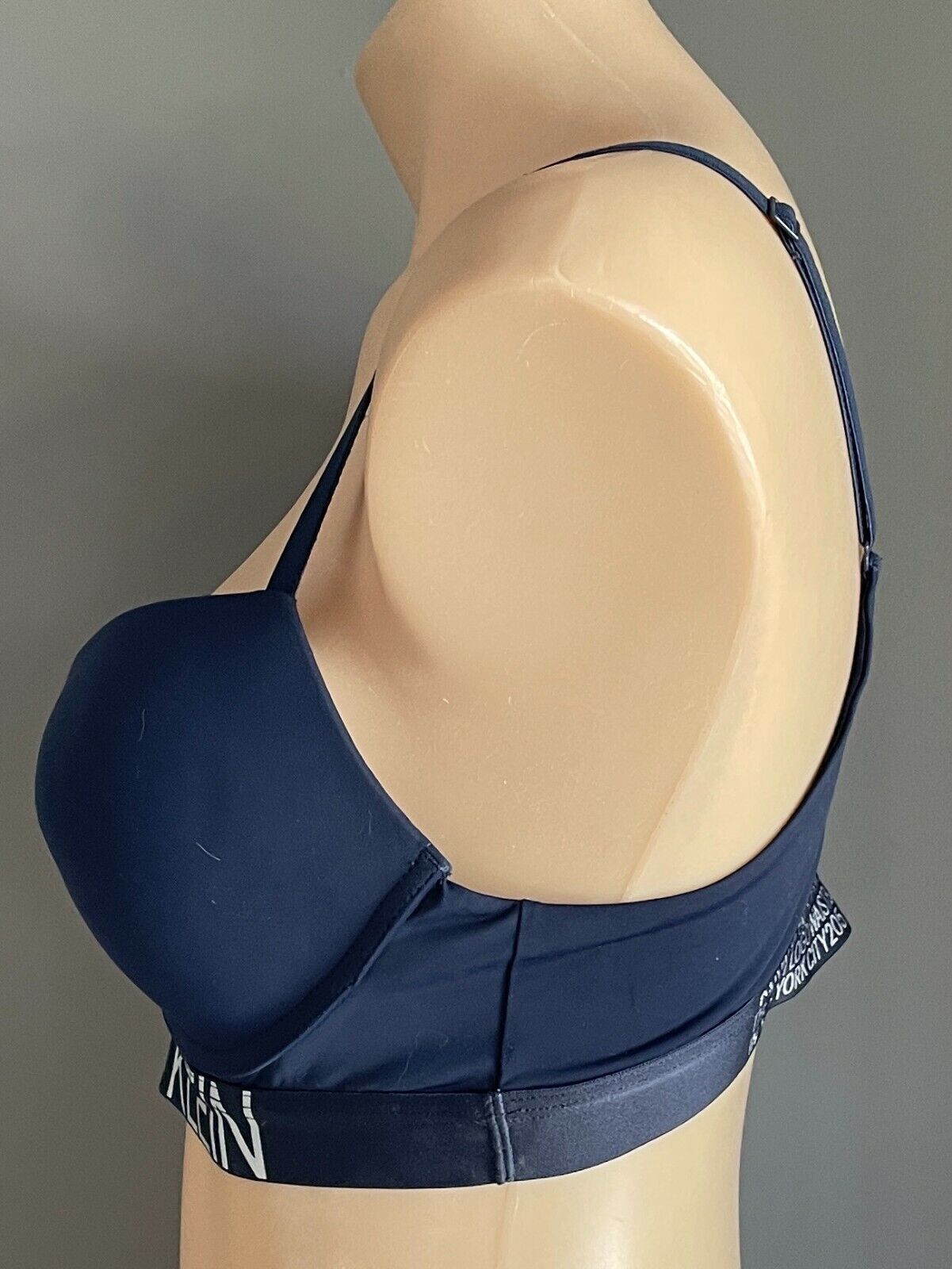 CALVIN KLEIN Crop Bra 10 Navy Blue Wireless Smooth Cup Top Ladies Size 10