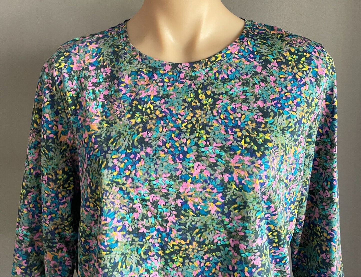 SPORTSCRAFT Coloured Floral 3/4 Sleeve Top Size M 12 Mercerised Stretch Cotton