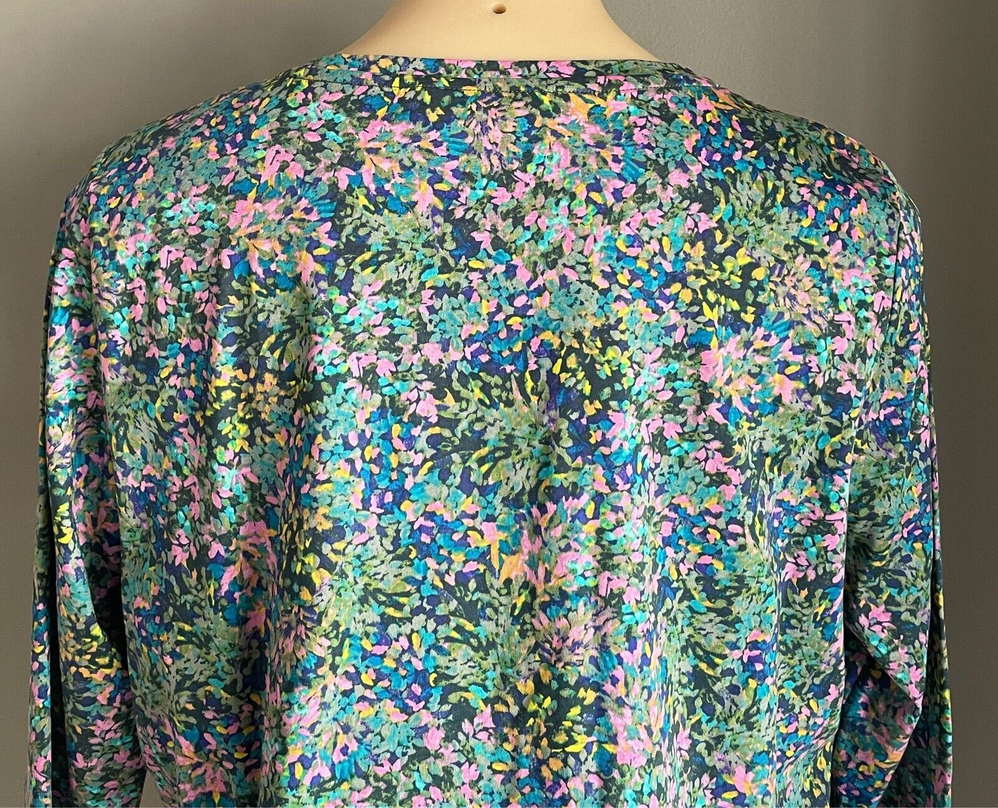 SPORTSCRAFT Coloured Floral 3/4 Sleeve Top Size M 12 Mercerised Stretch Cotton