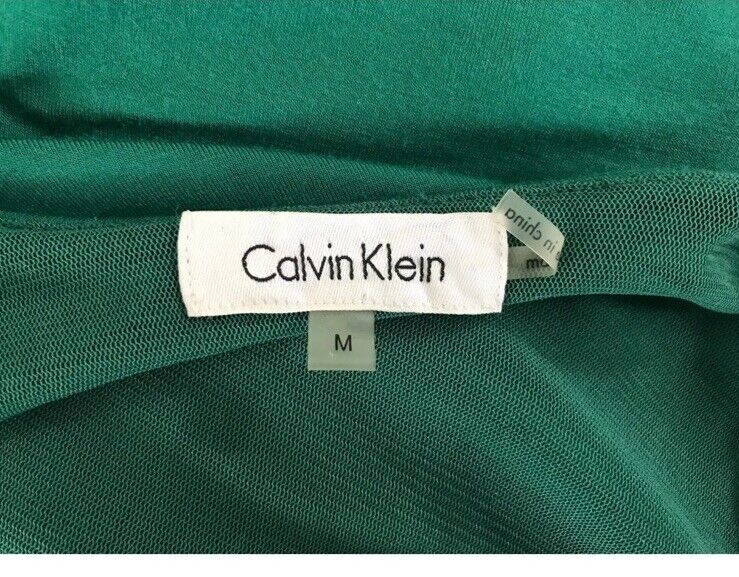 CALVIN KLEIN Maxi Dress Jade Green Sleeveless w Embellished Waist Size M 12 14