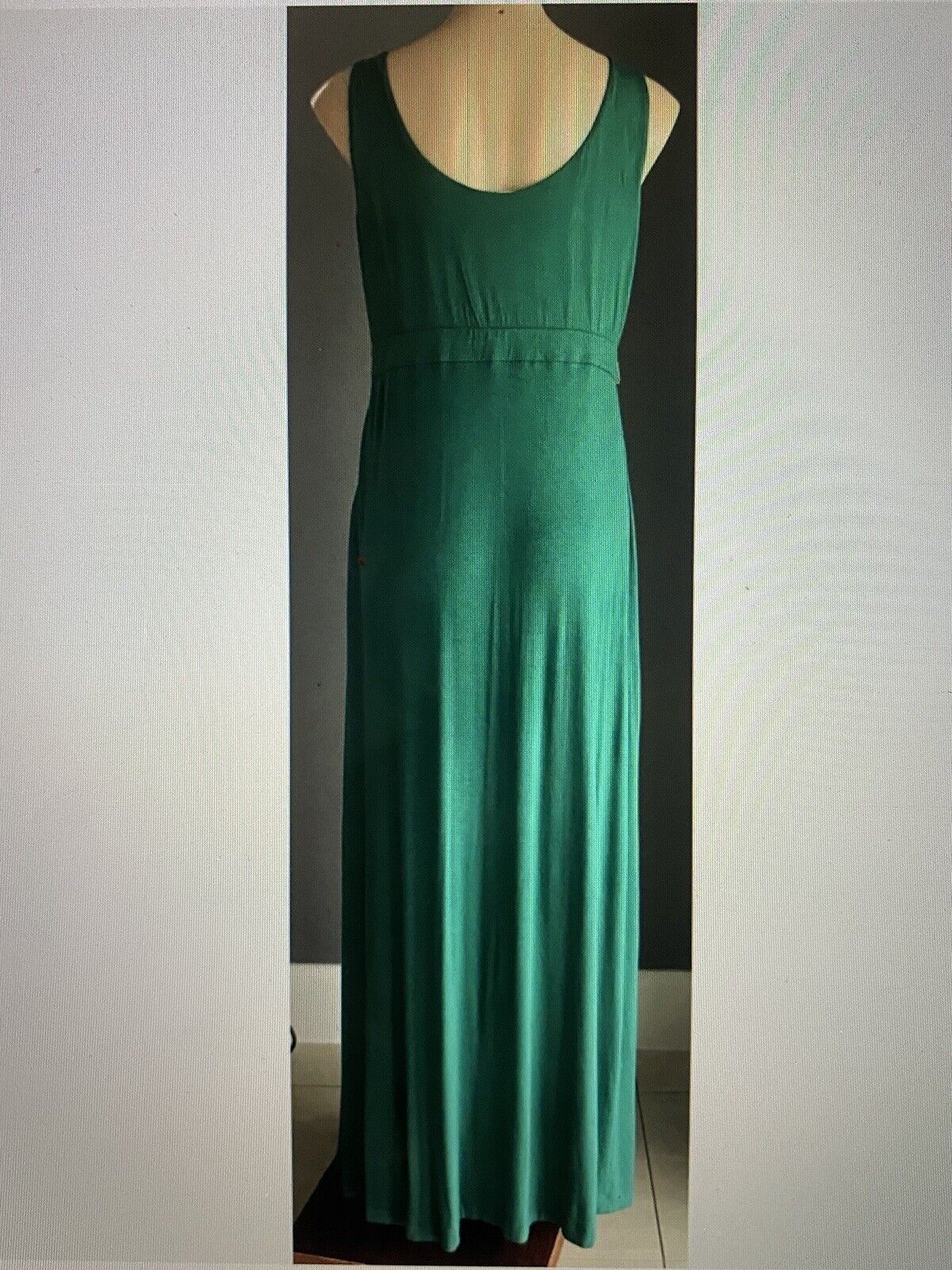 CALVIN KLEIN Maxi Dress Jade Green Sleeveless w Embellished Waist Size M 12 14