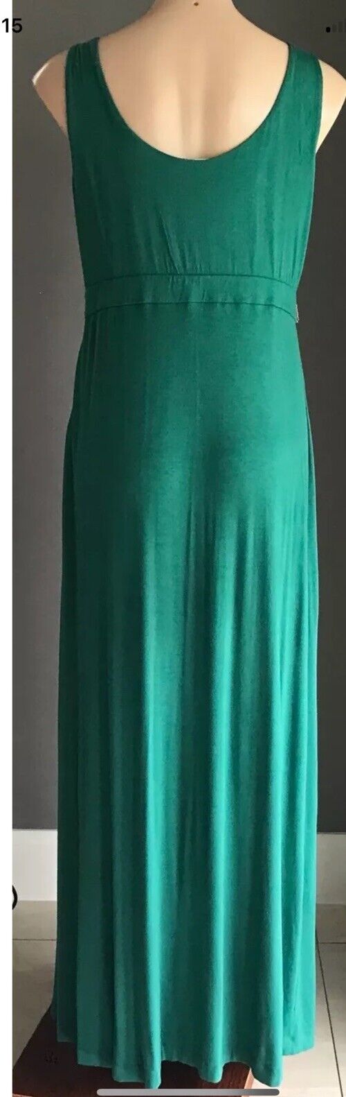 CALVIN KLEIN Maxi Dress Jade Green Sleeveless w Embellished Waist Size M 12 14